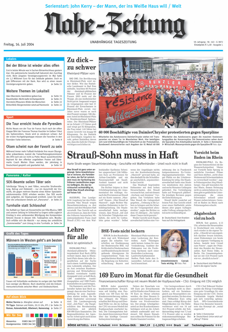 Nahe-Zeitung vom Freitag, 16.07.2004