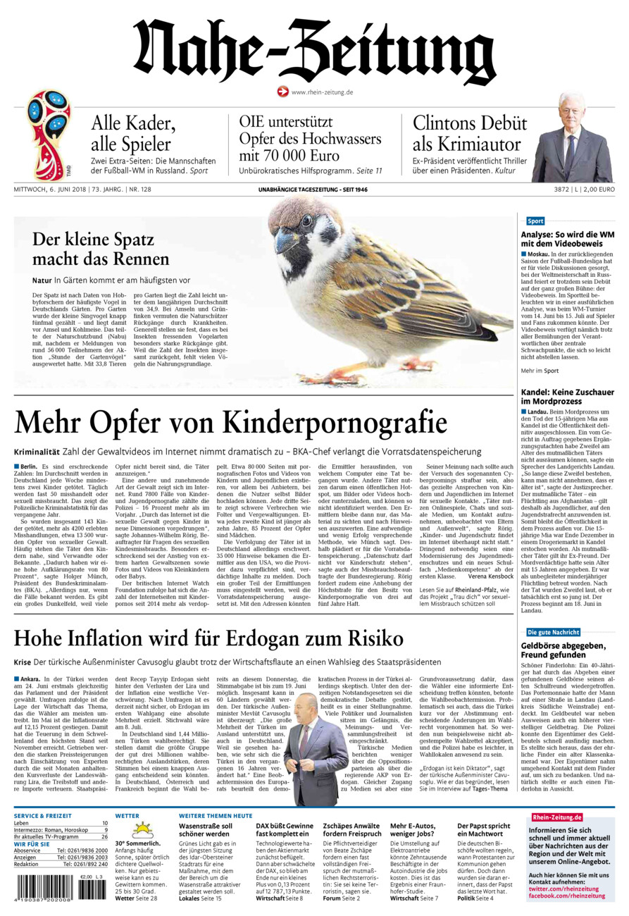 Nahe-Zeitung vom Mittwoch, 06.06.2018