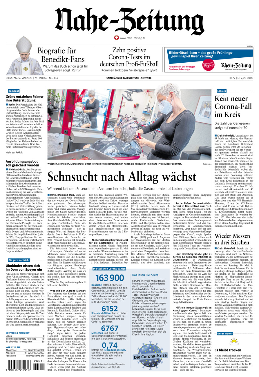 Nahe-Zeitung vom Dienstag, 05.05.2020