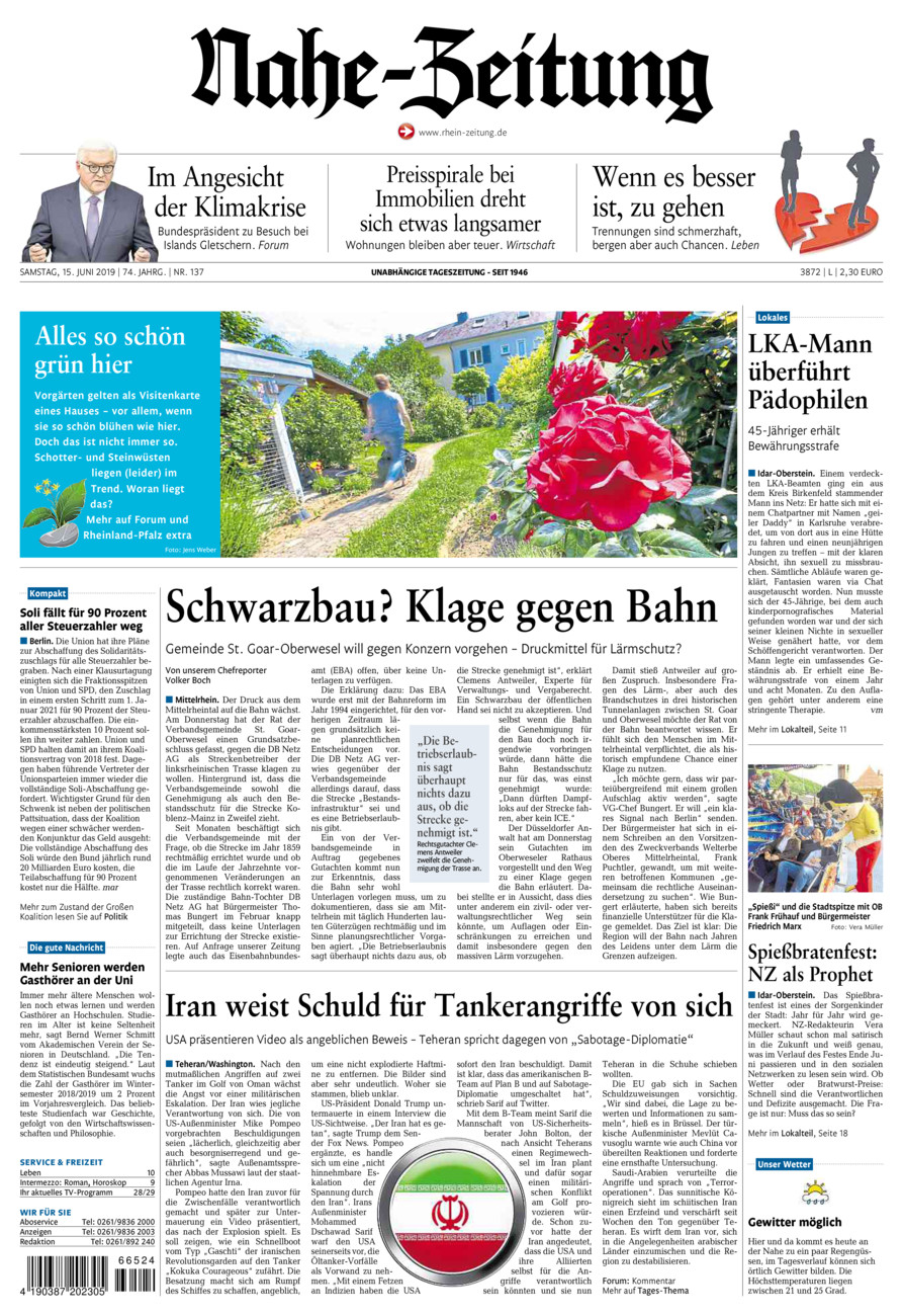 Nahe-Zeitung vom Samstag, 15.06.2019