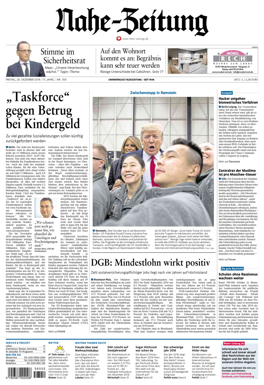 Nahe-Zeitung vom Freitag, 28.12.2018