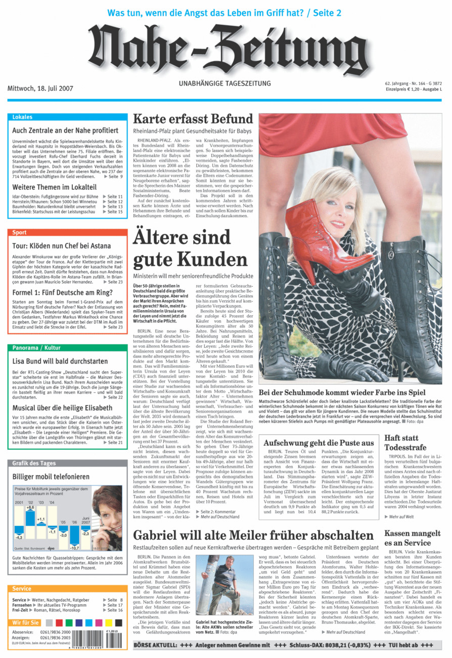 Nahe-Zeitung vom Mittwoch, 18.07.2007
