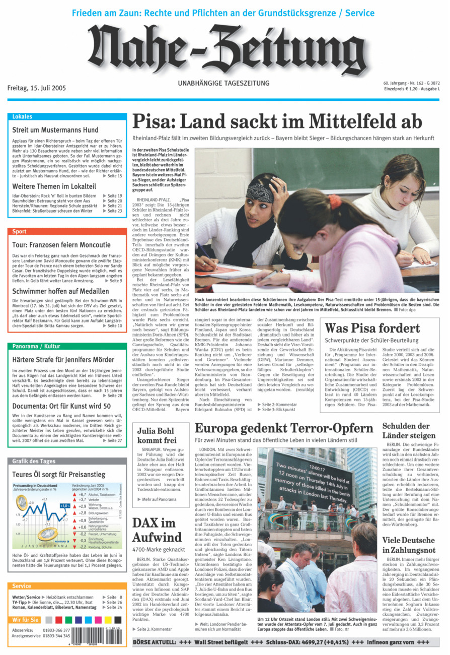 Nahe-Zeitung vom Freitag, 15.07.2005