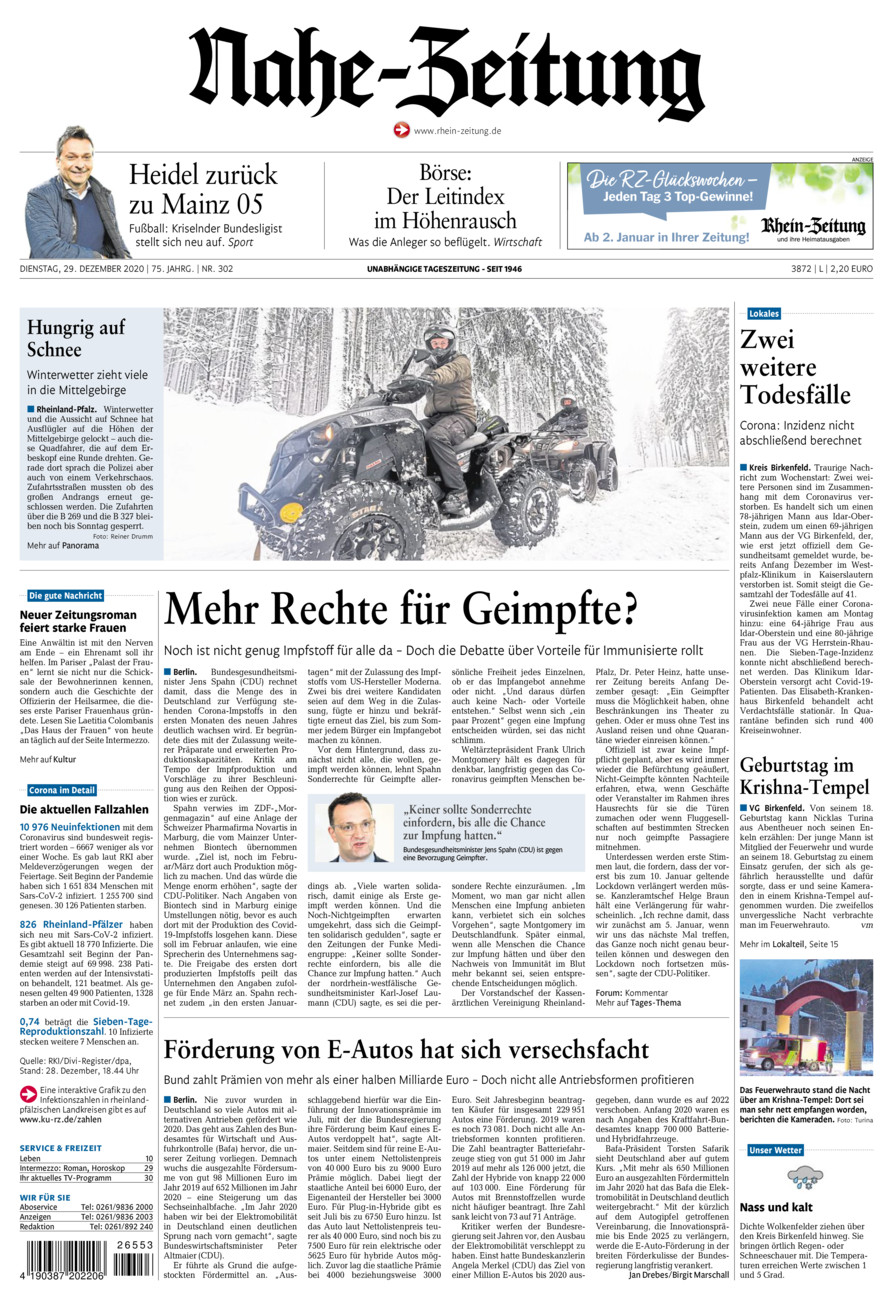 Nahe-Zeitung vom Dienstag, 29.12.2020
