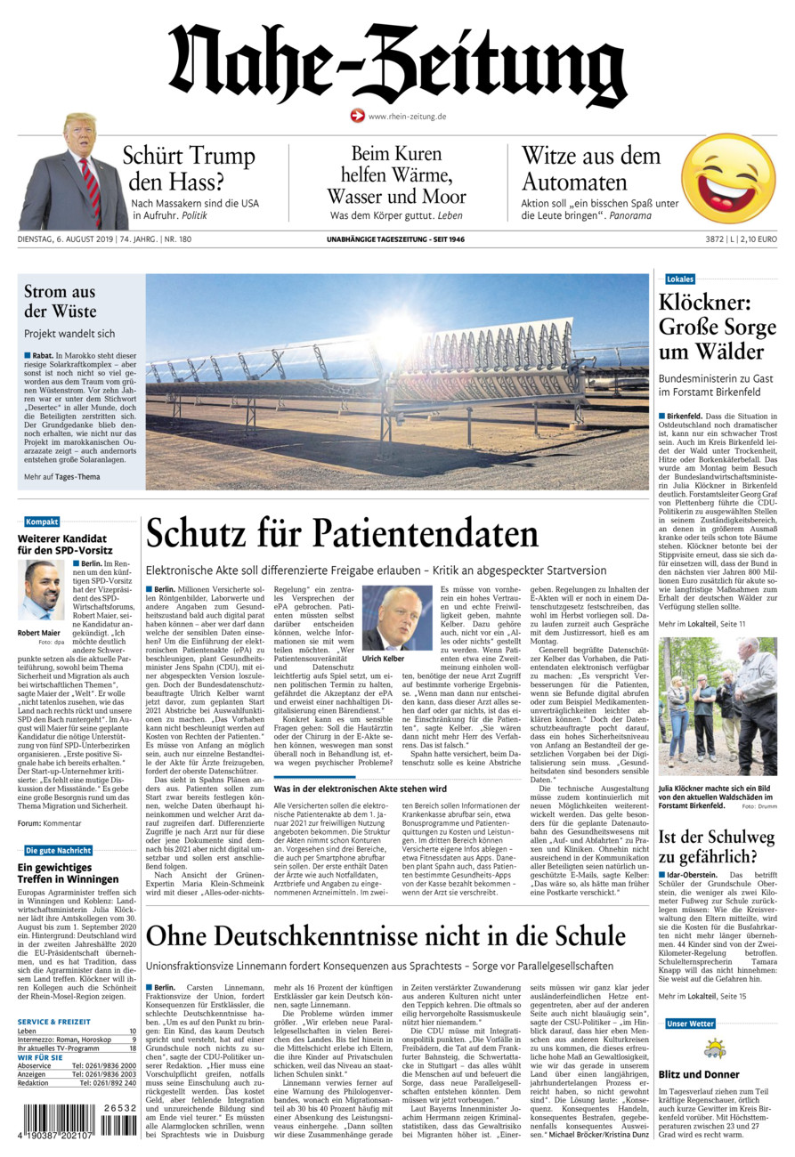 Nahe-Zeitung vom Dienstag, 06.08.2019