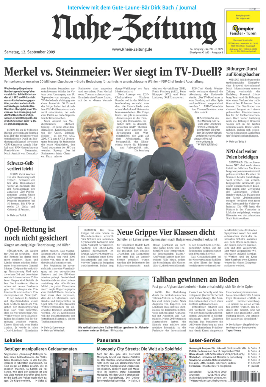 Nahe-Zeitung vom Samstag, 12.09.2009