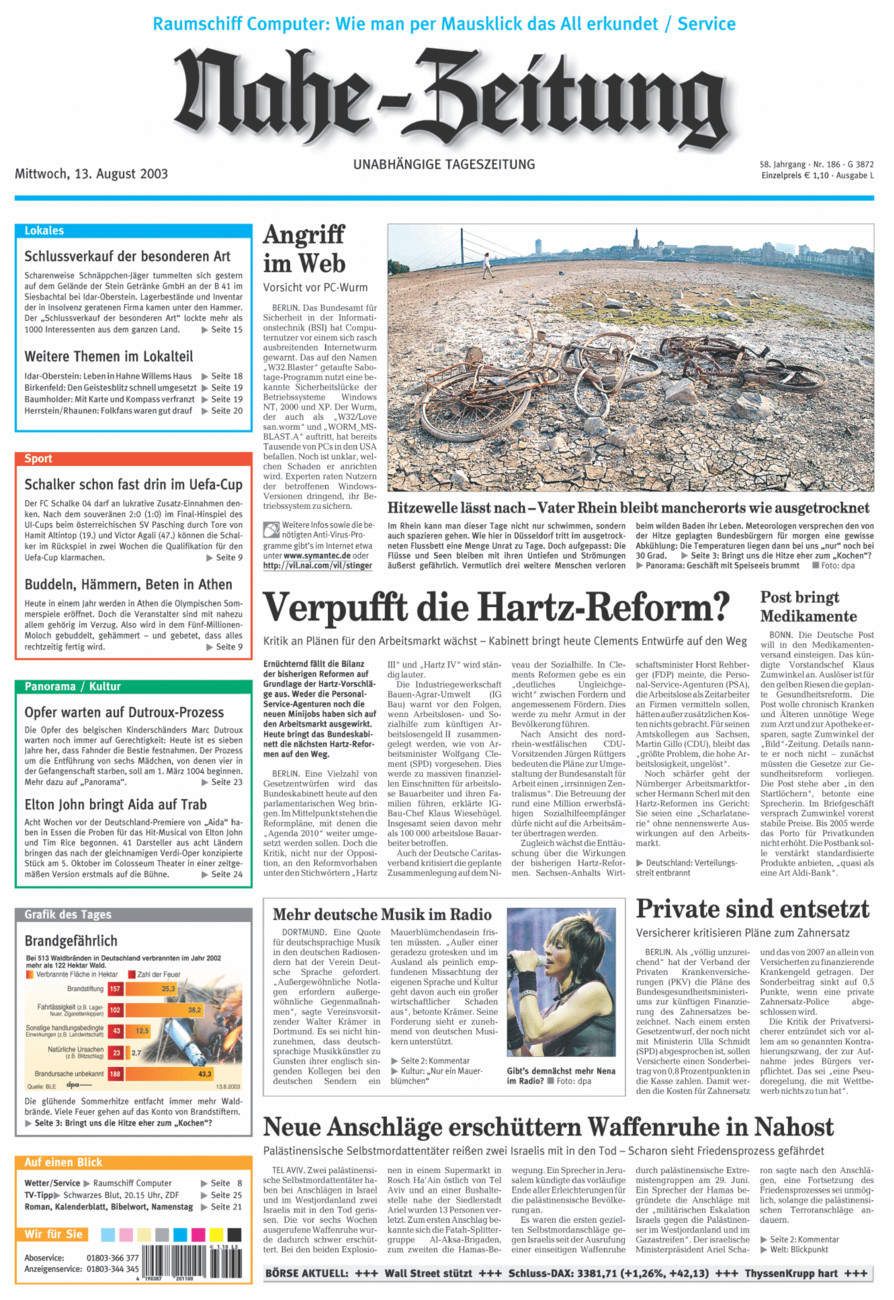Nahe-Zeitung vom Mittwoch, 13.08.2003