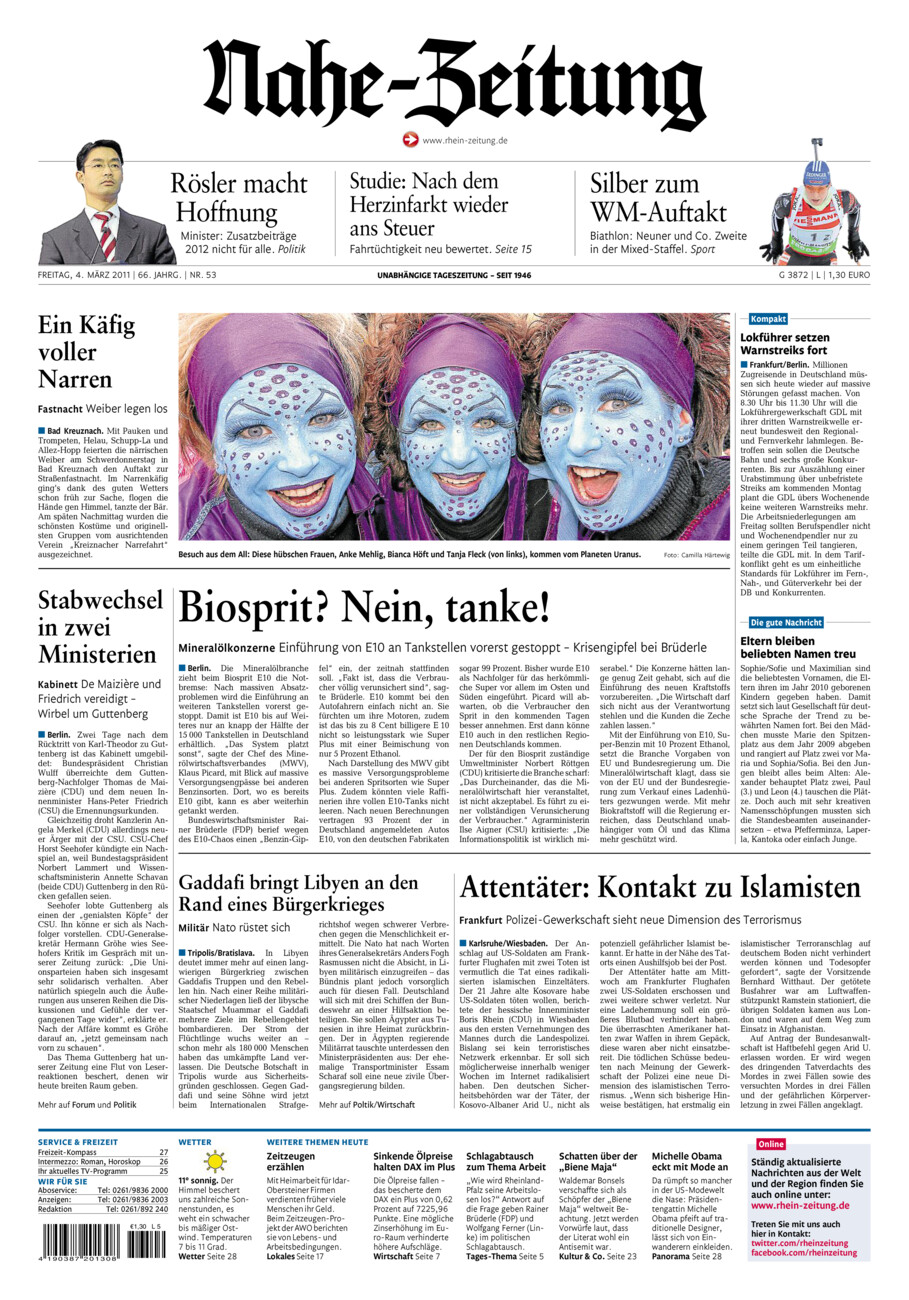 Nahe-Zeitung vom Freitag, 04.03.2011