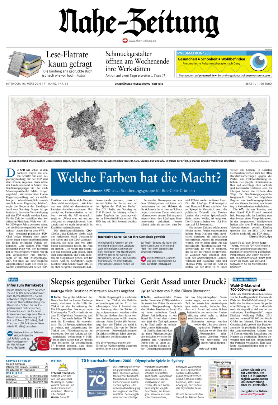 Nahe-Zeitung vom Mittwoch, 16.03.2016