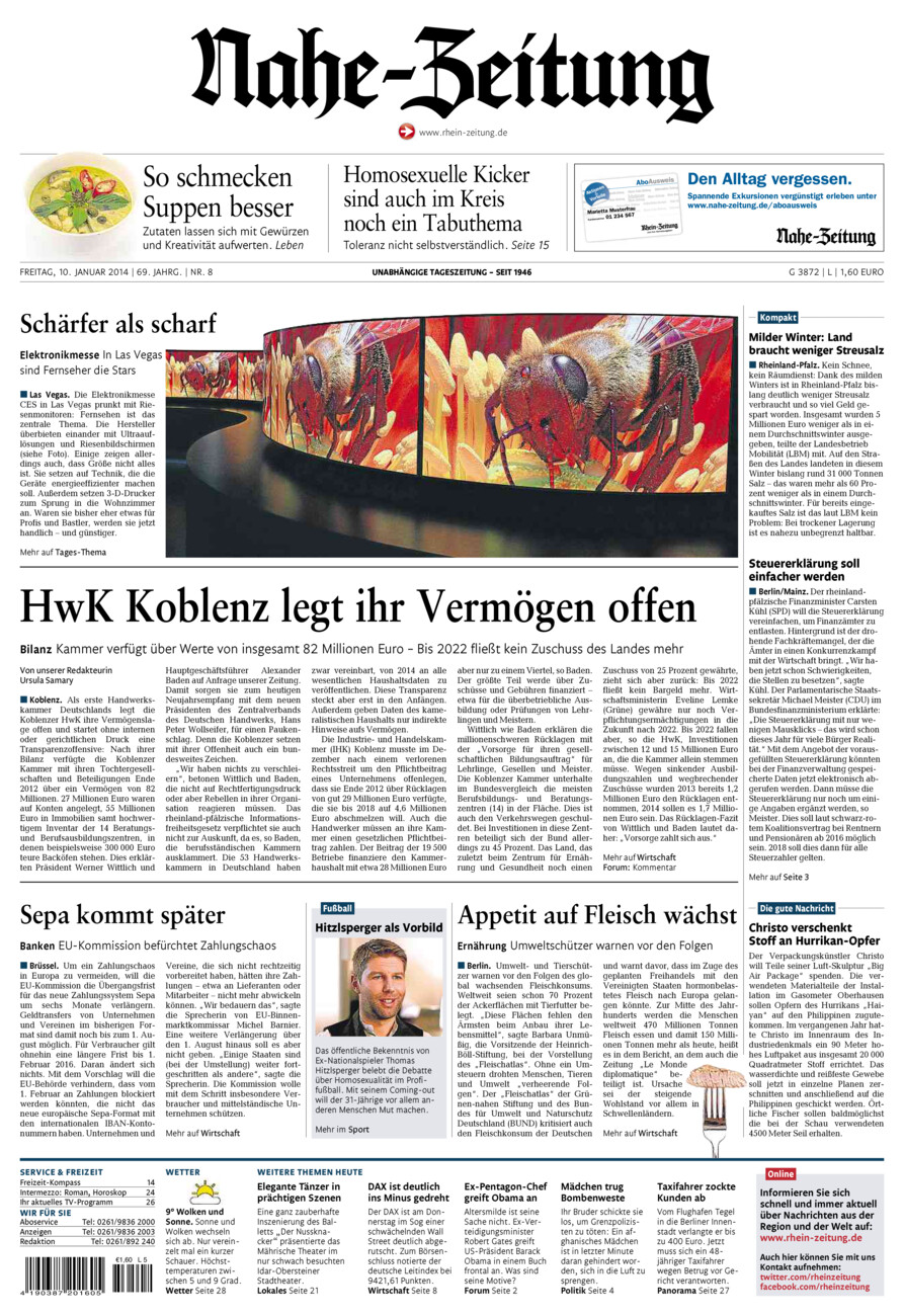 Nahe-Zeitung vom Freitag, 10.01.2014
