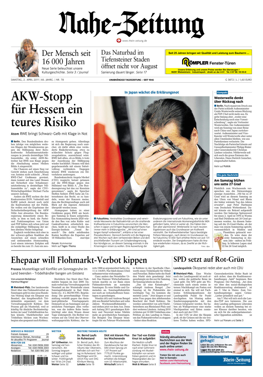 Nahe-Zeitung vom Samstag, 02.04.2011