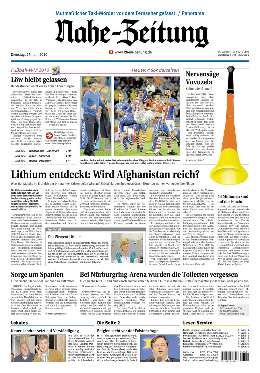 Nahe-Zeitung vom Dienstag, 15.06.2010