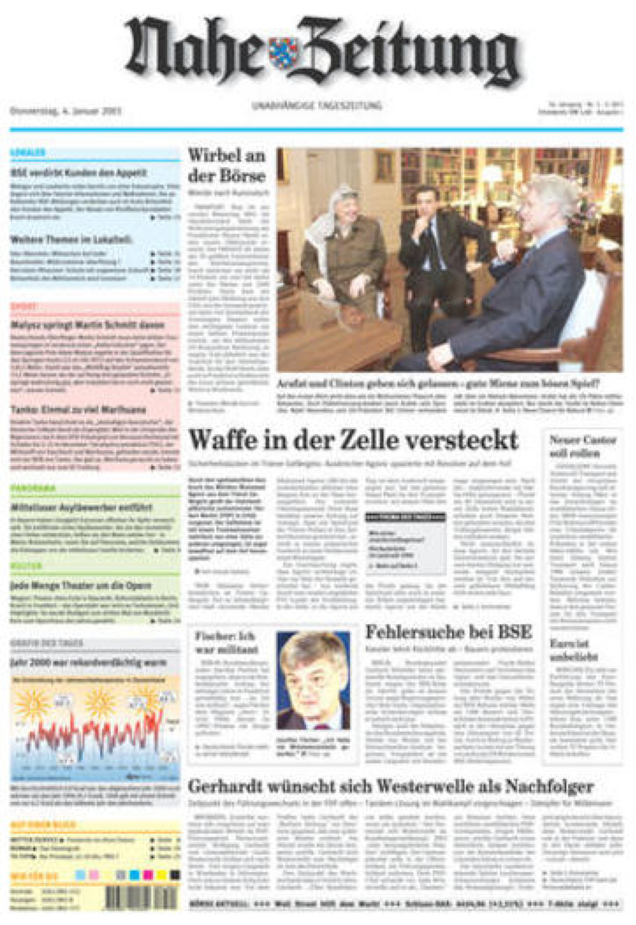 Nahe-Zeitung vom Donnerstag, 04.01.2001