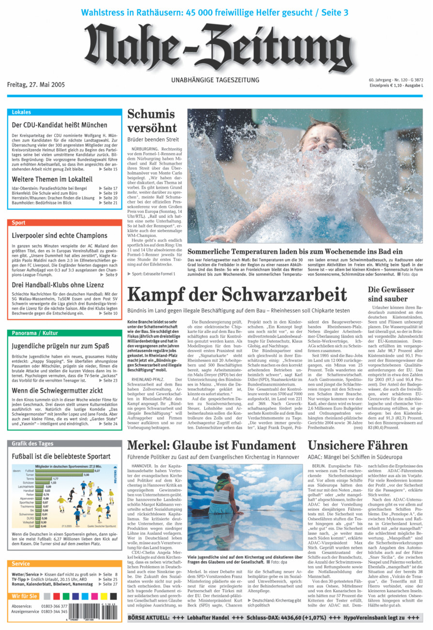 Nahe-Zeitung vom Freitag, 27.05.2005