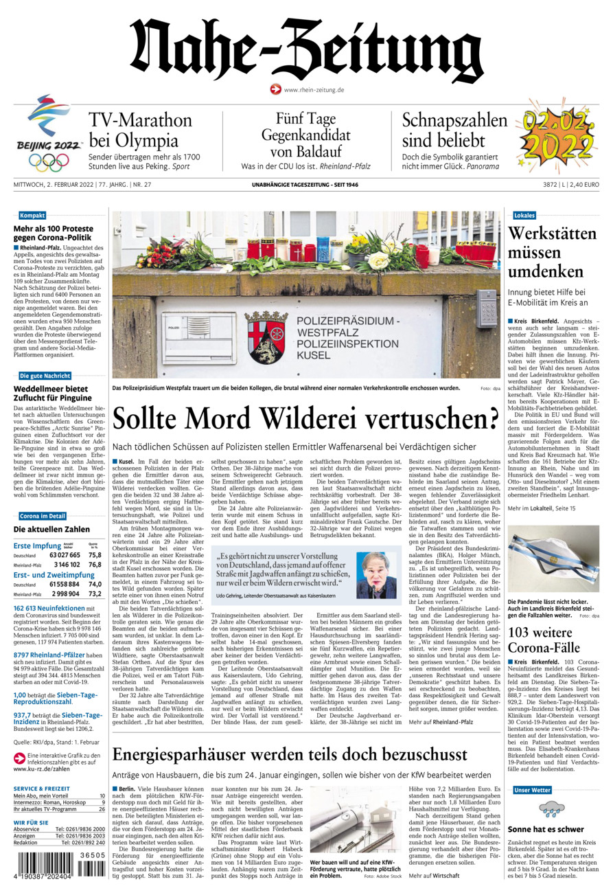 Nahe-Zeitung vom Mittwoch, 02.02.2022
