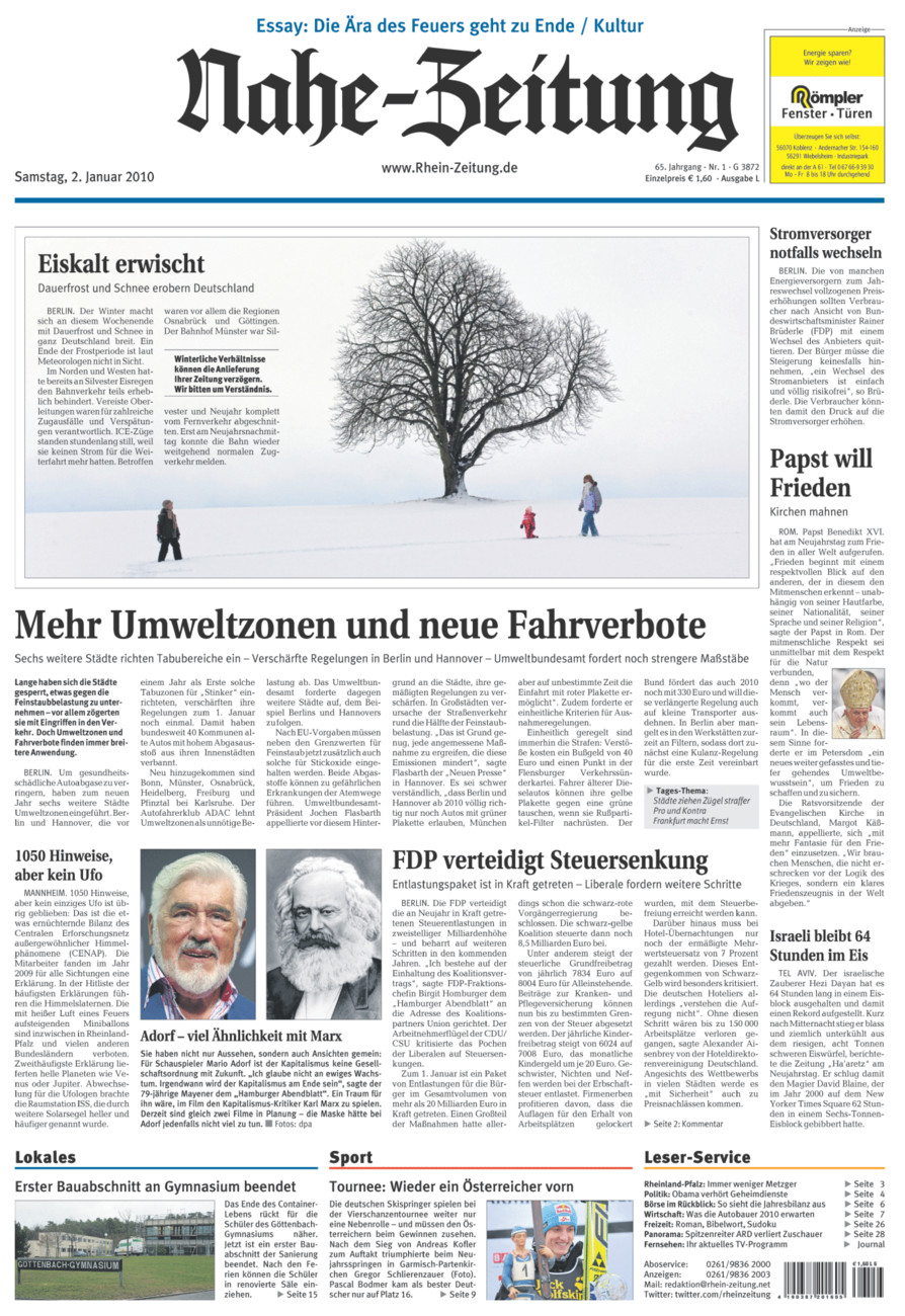 Nahe-Zeitung vom Samstag, 02.01.2010