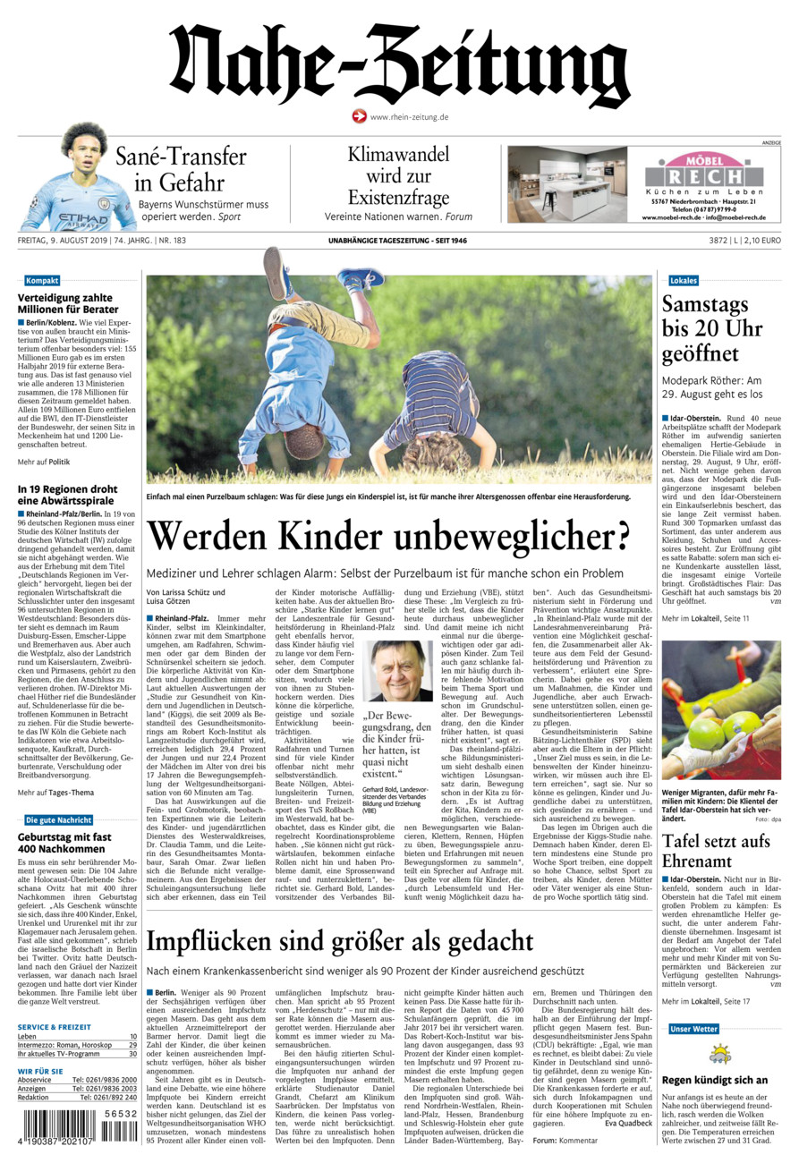 Nahe-Zeitung vom Freitag, 09.08.2019
