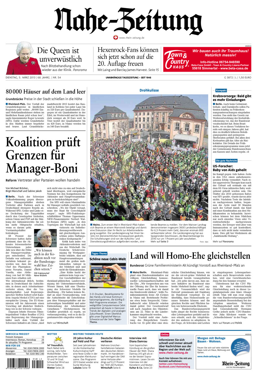 Nahe-Zeitung vom Dienstag, 05.03.2013