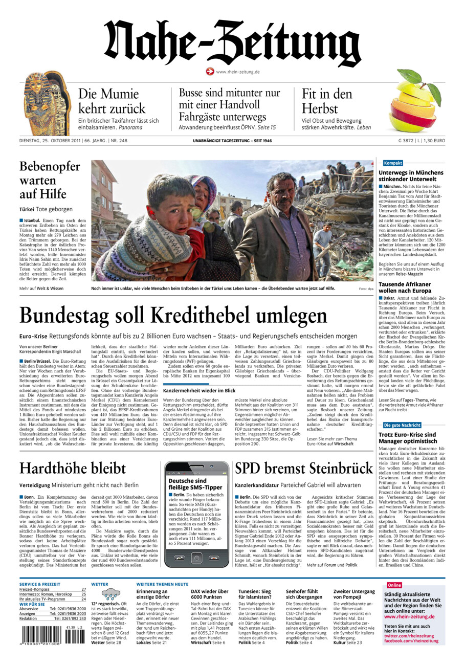 Nahe-Zeitung vom Dienstag, 25.10.2011