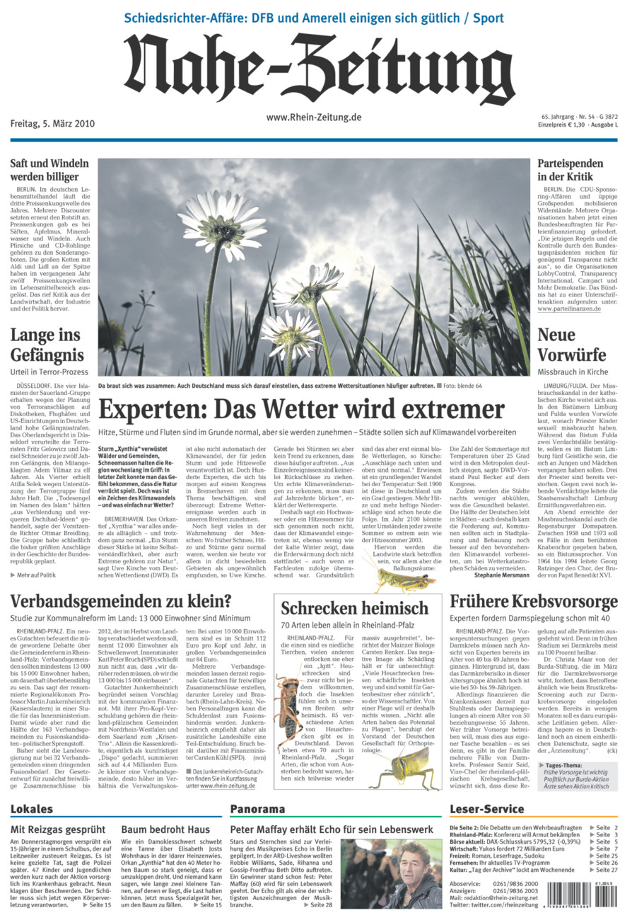 Nahe-Zeitung vom Freitag, 05.03.2010