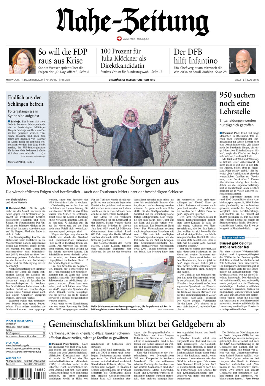 Nahe-Zeitung vom Mittwoch, 11.12.2024