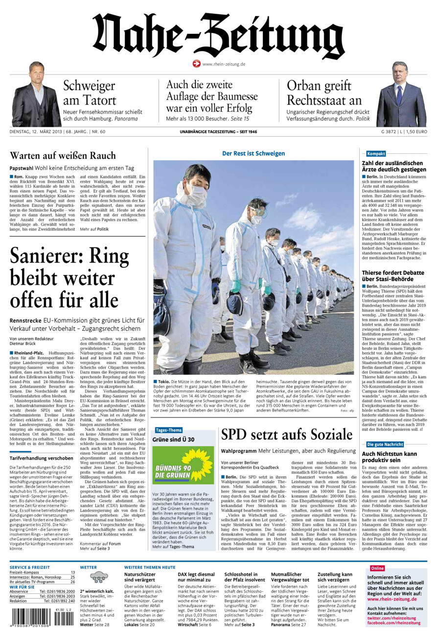 Nahe-Zeitung vom Dienstag, 12.03.2013