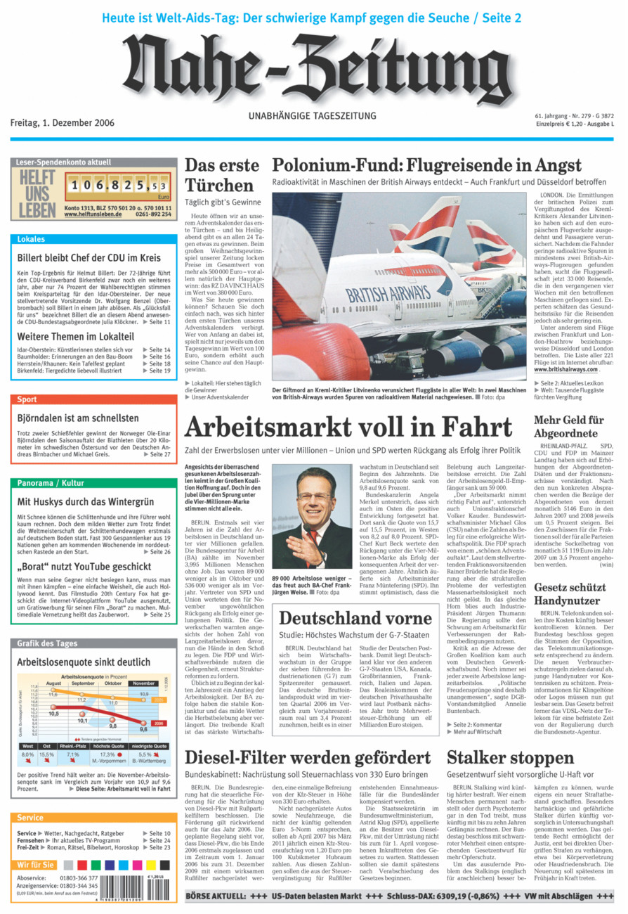 Nahe-Zeitung vom Freitag, 01.12.2006