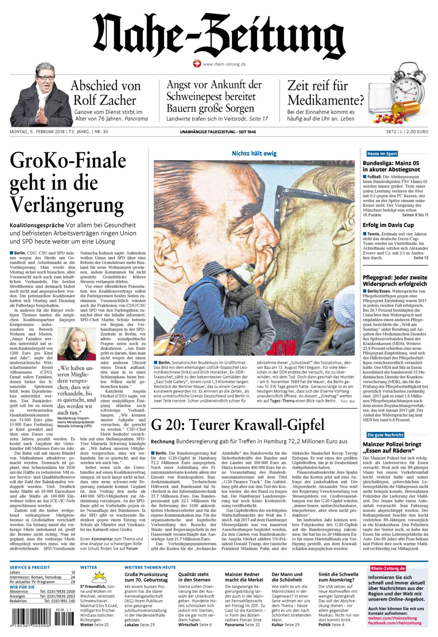 Nahe-Zeitung vom Montag, 05.02.2018
