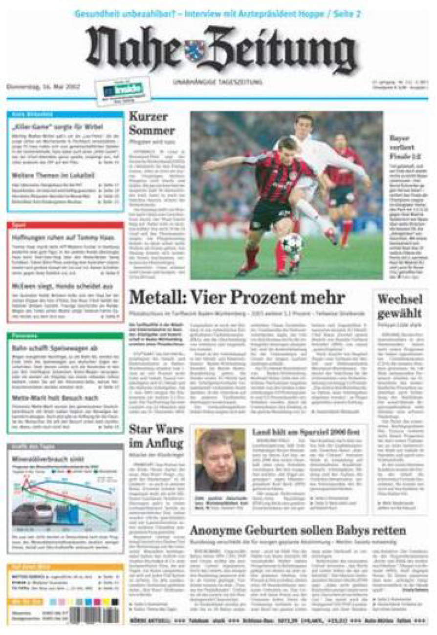 Nahe-Zeitung vom Donnerstag, 16.05.2002