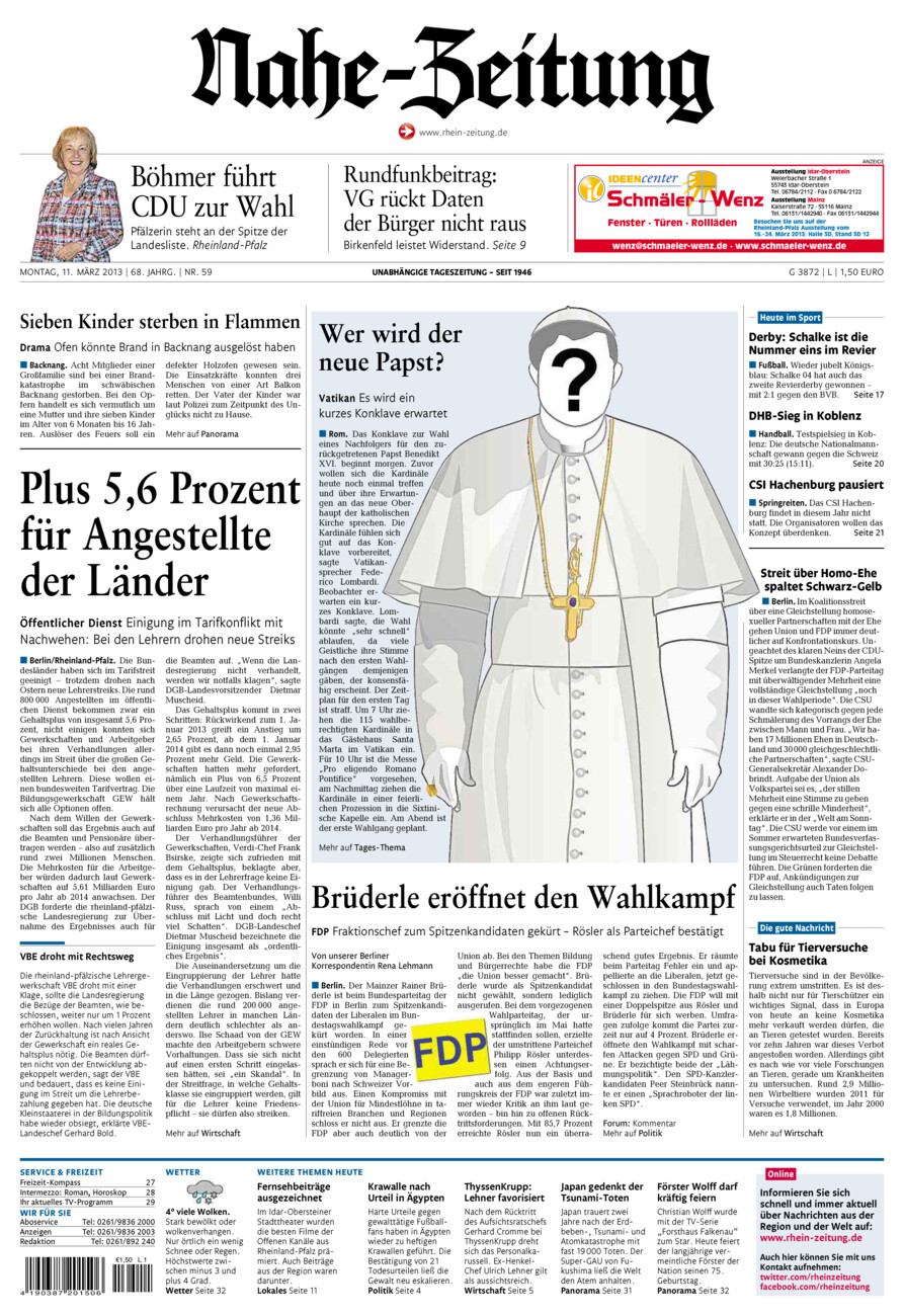 Nahe-Zeitung vom Montag, 11.03.2013
