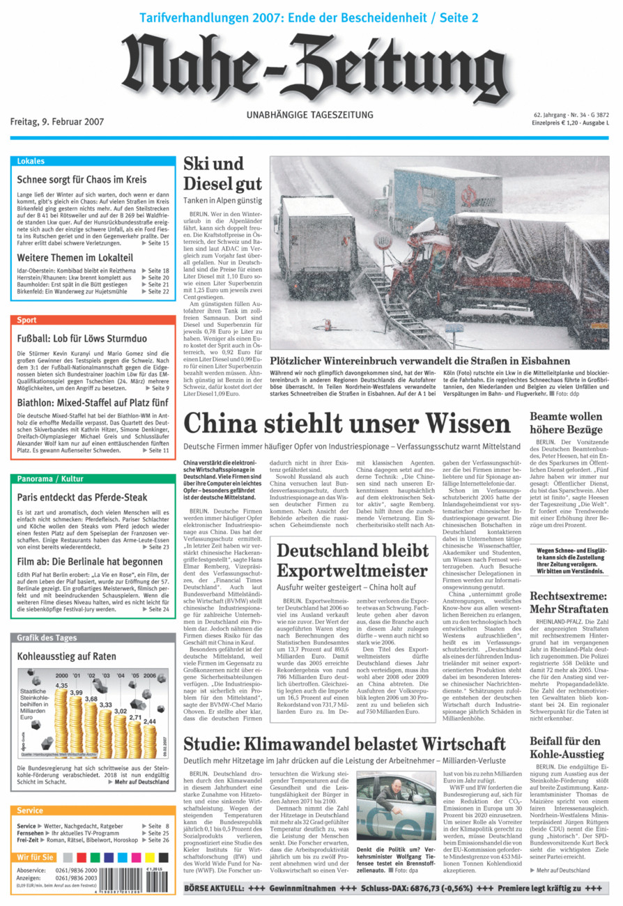 Nahe-Zeitung vom Freitag, 09.02.2007