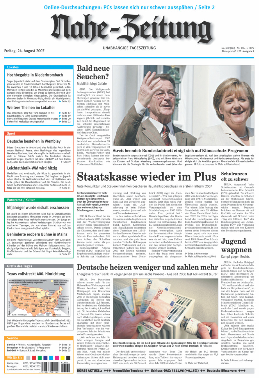 Nahe-Zeitung vom Freitag, 24.08.2007