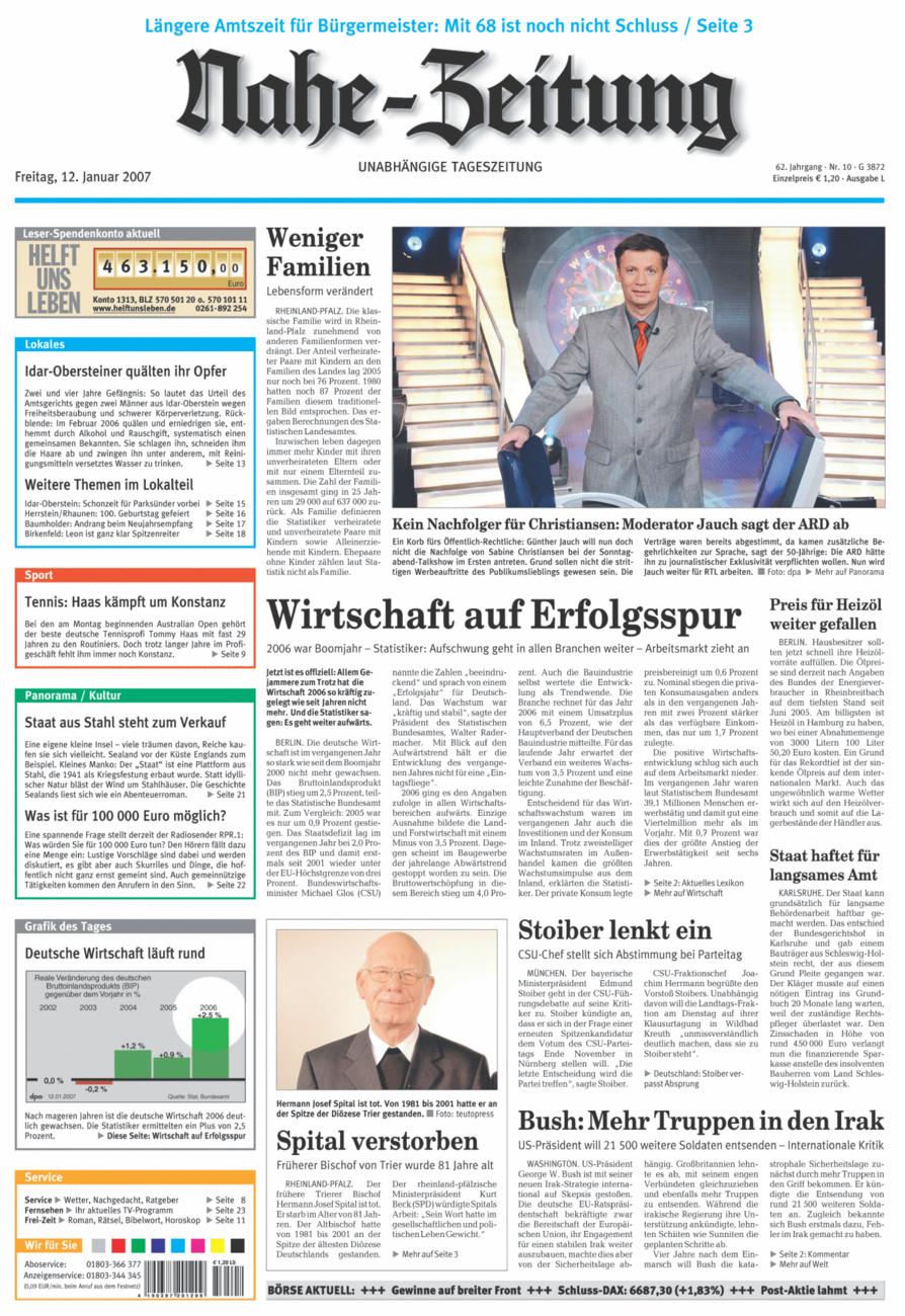 Nahe-Zeitung vom Freitag, 12.01.2007