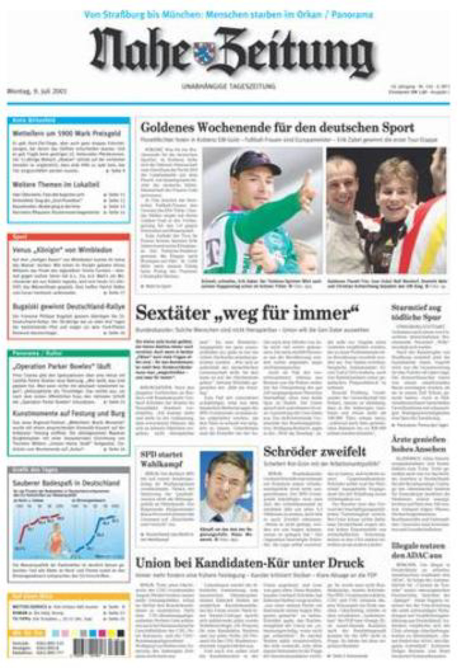Nahe-Zeitung vom Montag, 09.07.2001