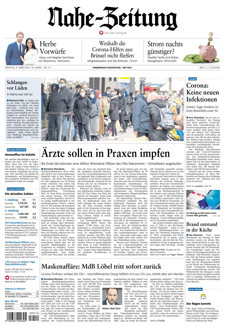 Nahe-Zeitung vom Dienstag, 09.03.2021