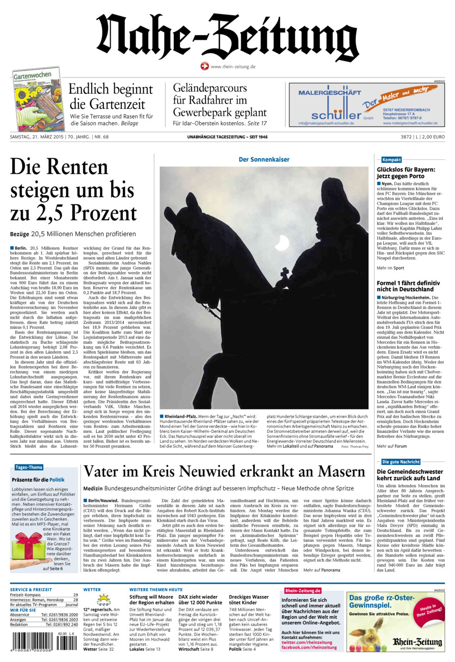 Nahe-Zeitung vom Samstag, 21.03.2015