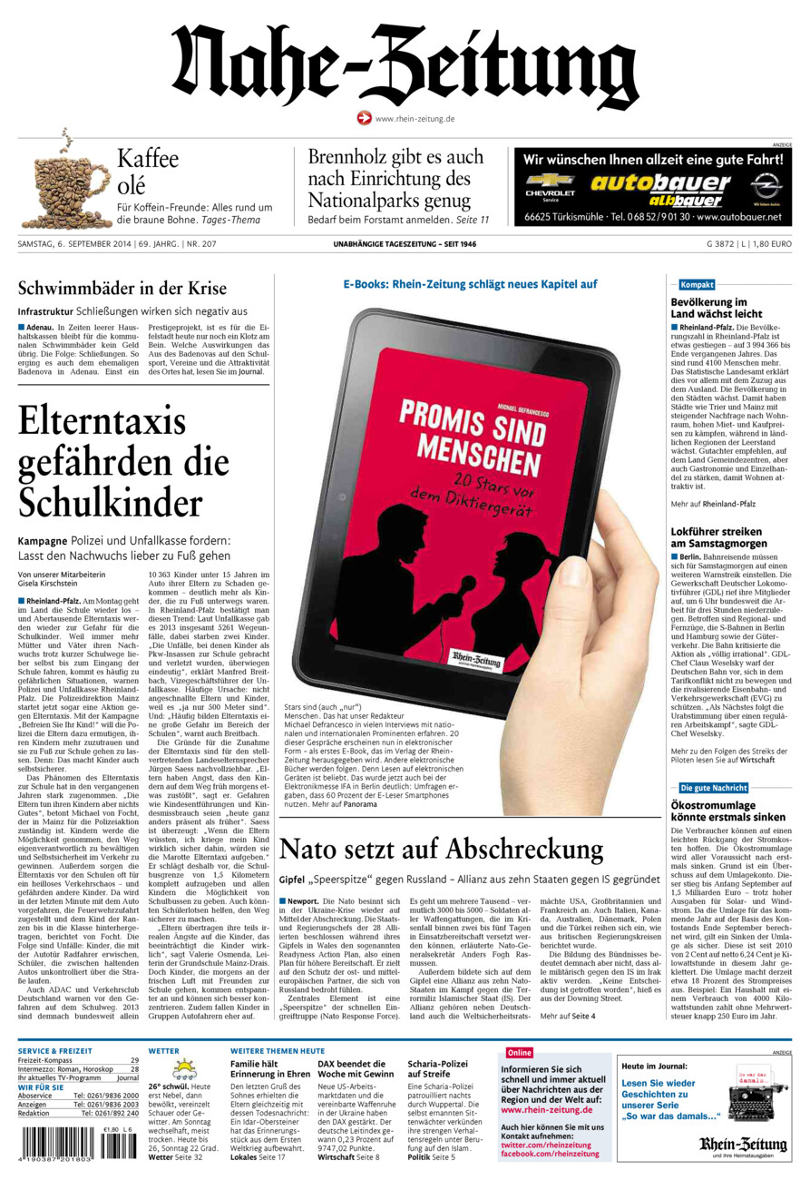Nahe-Zeitung vom Samstag, 06.09.2014