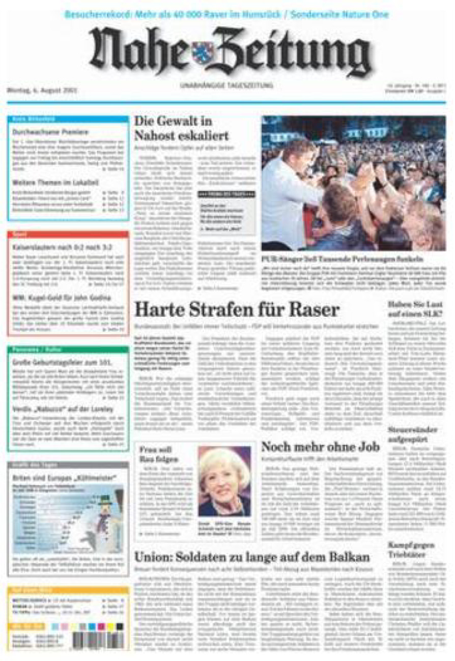 Nahe-Zeitung vom Montag, 06.08.2001