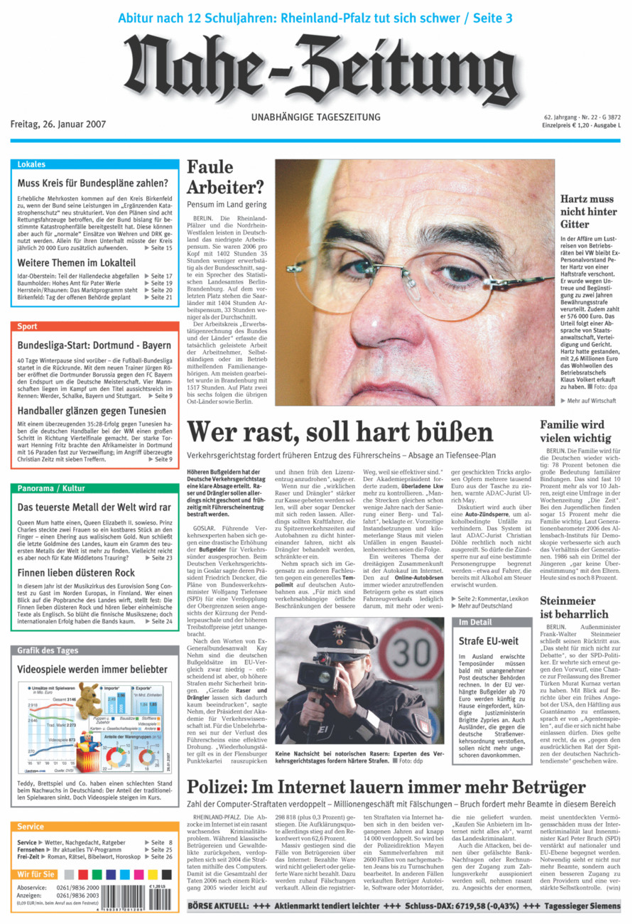 Nahe-Zeitung vom Freitag, 26.01.2007