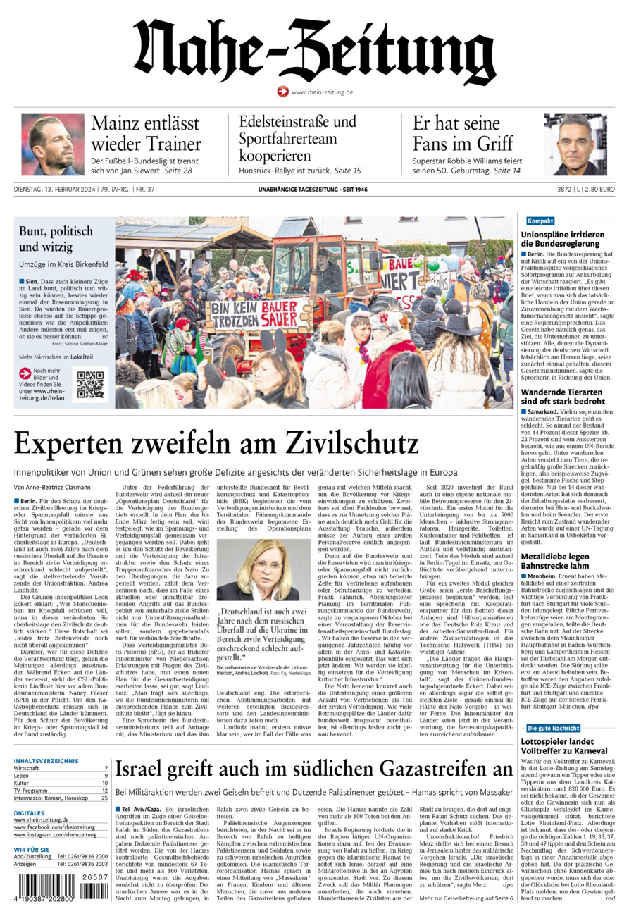Nahe-Zeitung vom Dienstag, 13.02.2024