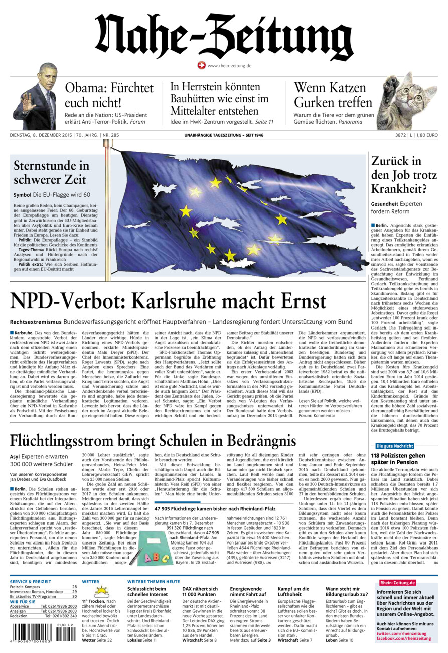 Nahe-Zeitung vom Dienstag, 08.12.2015