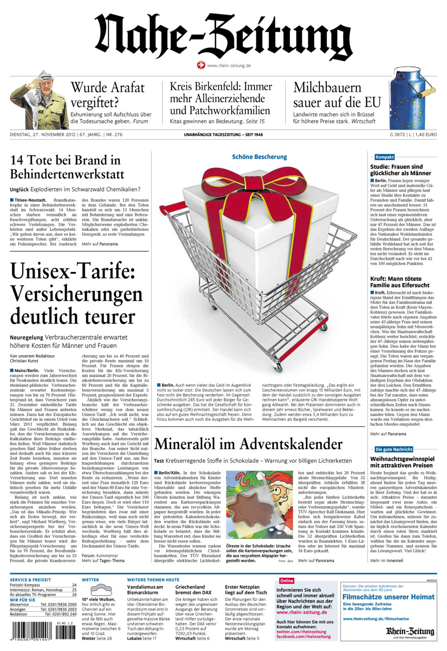 Nahe-Zeitung vom Dienstag, 27.11.2012