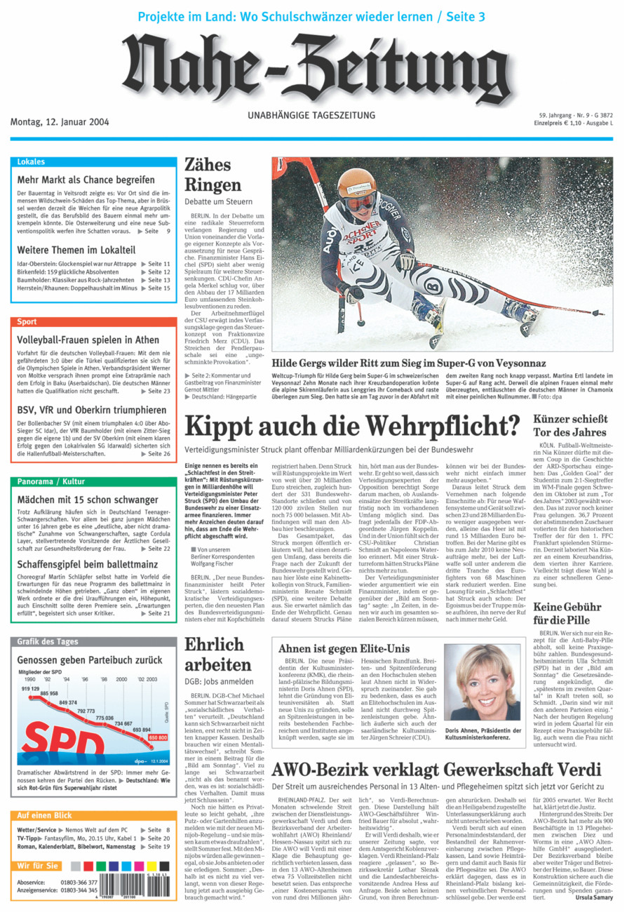 Nahe-Zeitung vom Montag, 12.01.2004