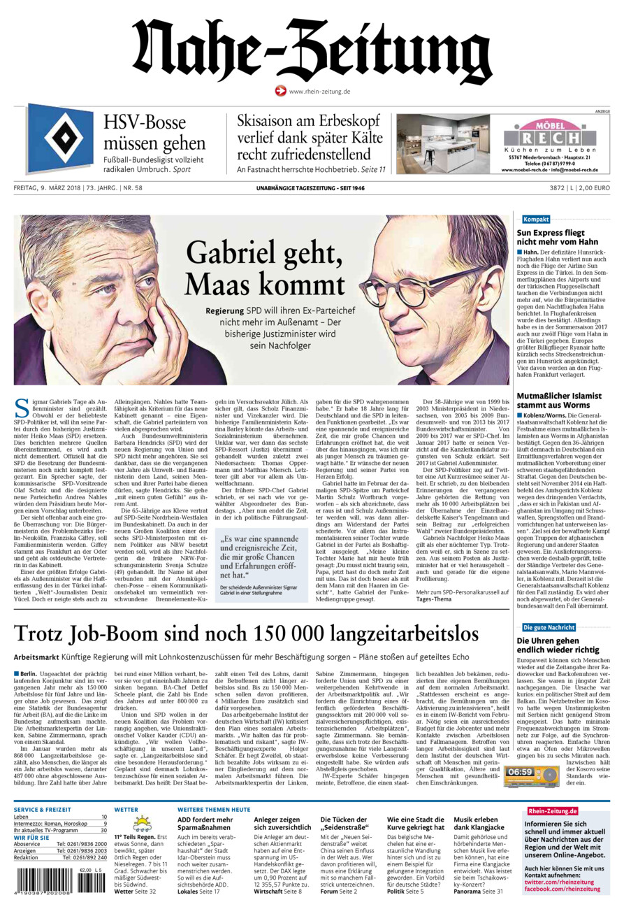 Nahe-Zeitung vom Freitag, 09.03.2018