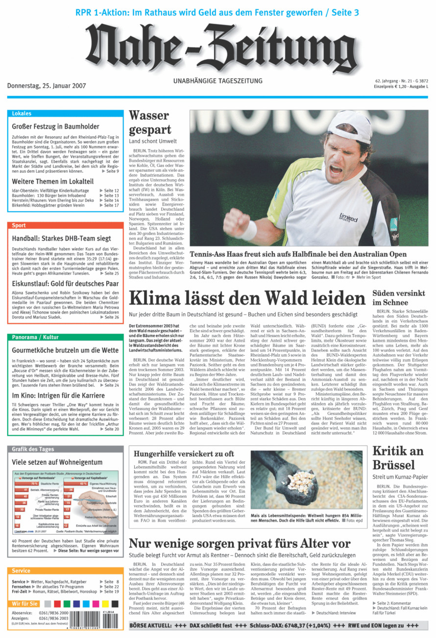 Nahe-Zeitung vom Donnerstag, 25.01.2007