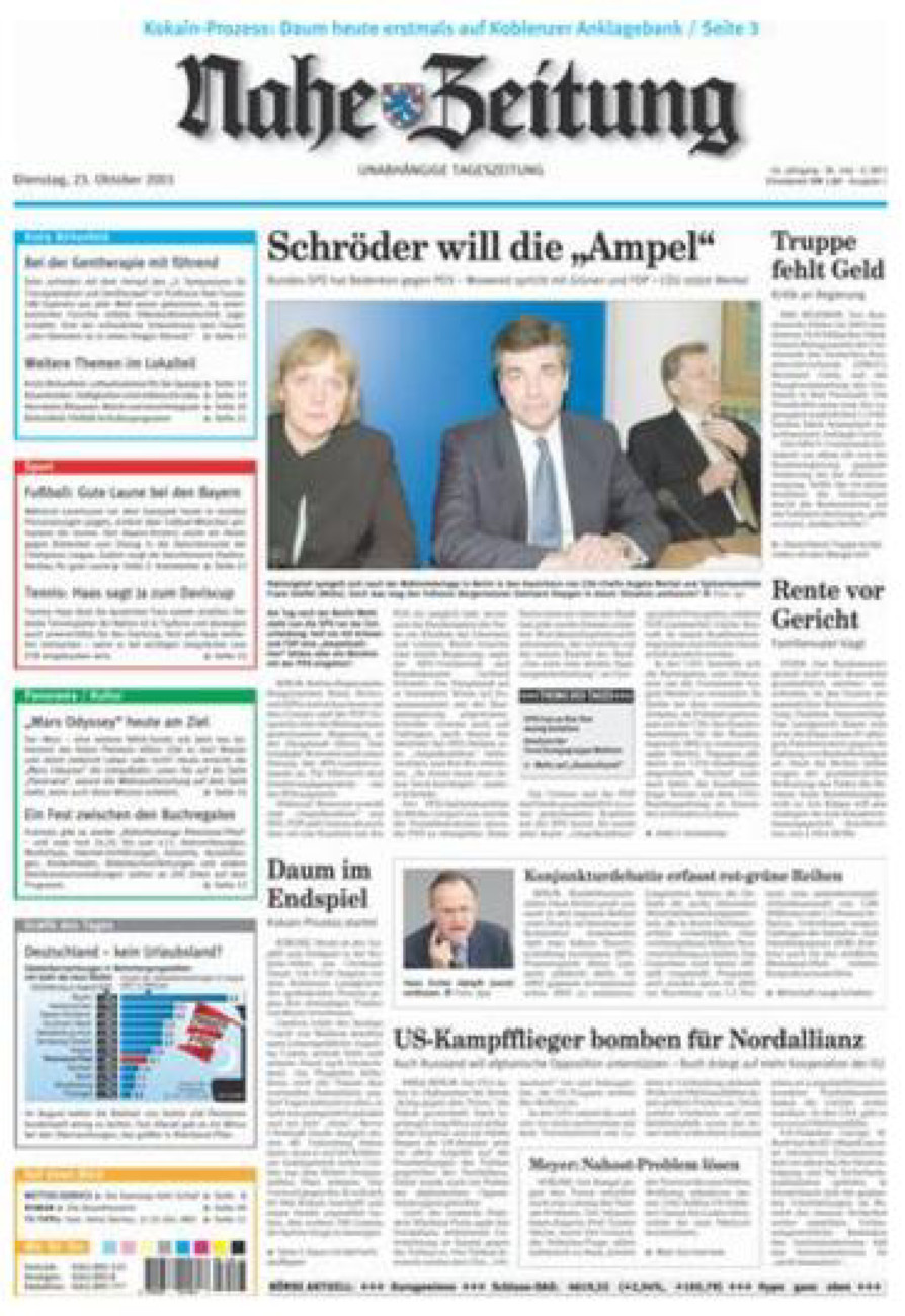 Nahe-Zeitung vom Dienstag, 23.10.2001