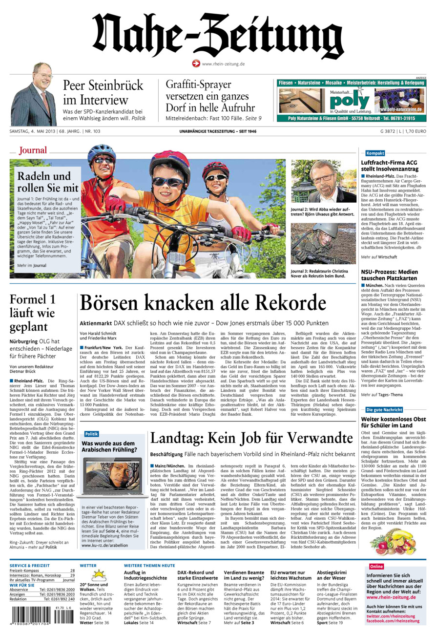 Nahe-Zeitung vom Samstag, 04.05.2013