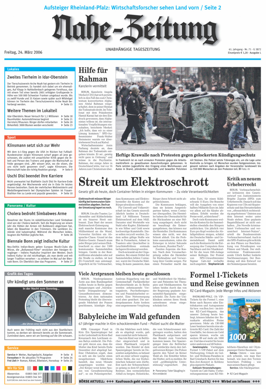 Nahe-Zeitung vom Freitag, 24.03.2006