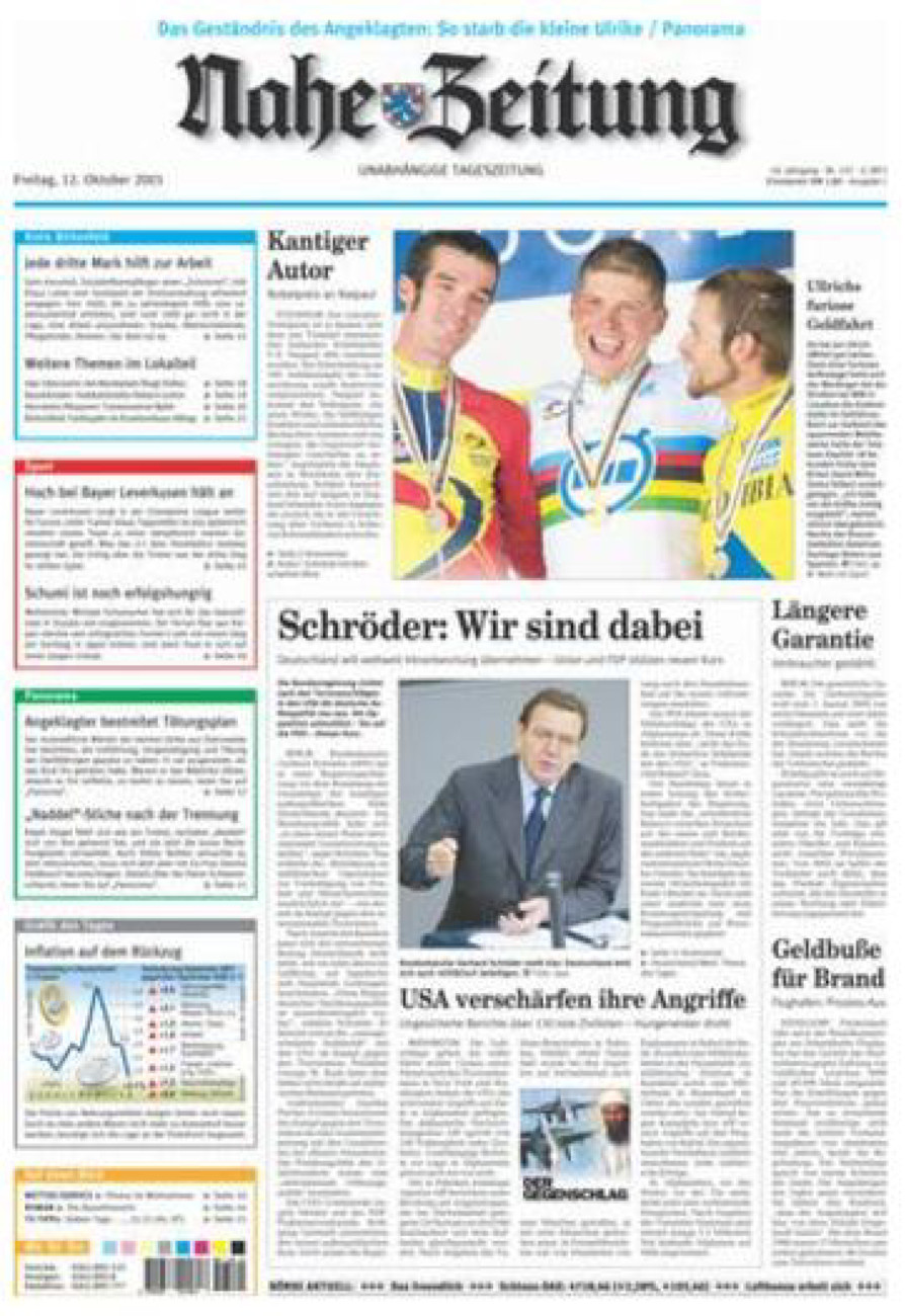 Nahe-Zeitung vom Freitag, 12.10.2001