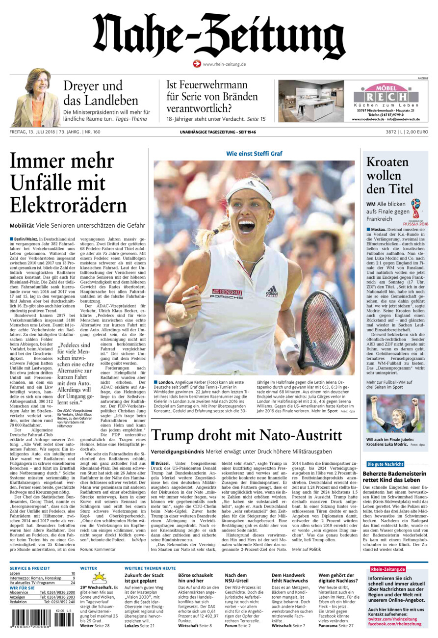 Nahe-Zeitung vom Freitag, 13.07.2018